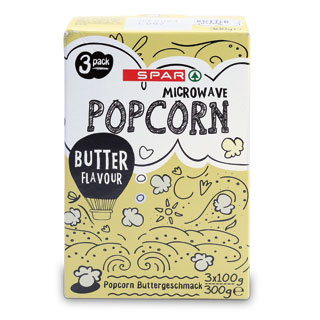 SPAR Microwave Popcorn Butter Flavour 3 x 100 g