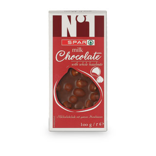 SPAR NO.1 Schokolade ganze Haselnuss 100 g